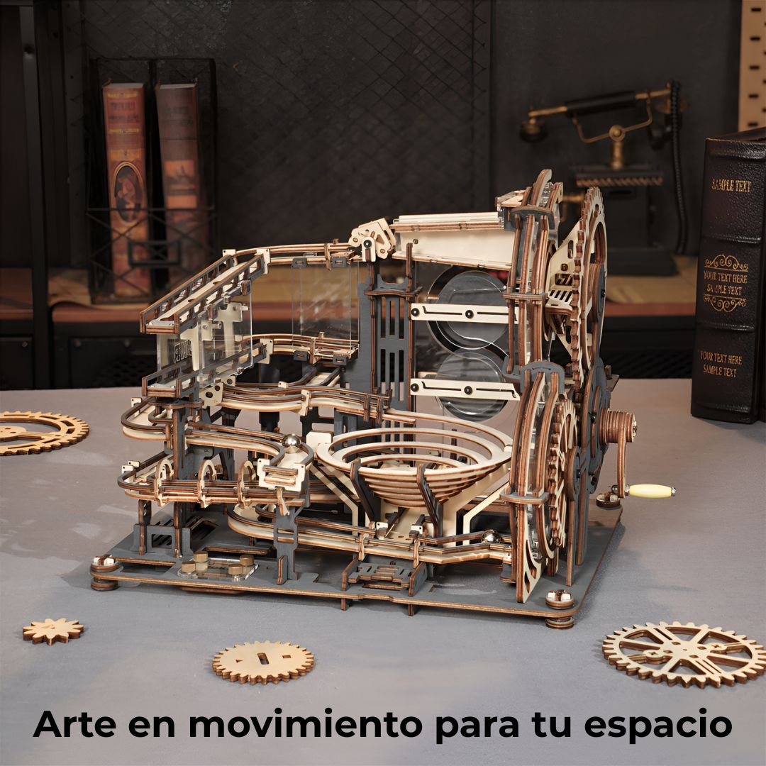 Puzzle 3D de Madera Modelo L con Mecanismo de Canicas