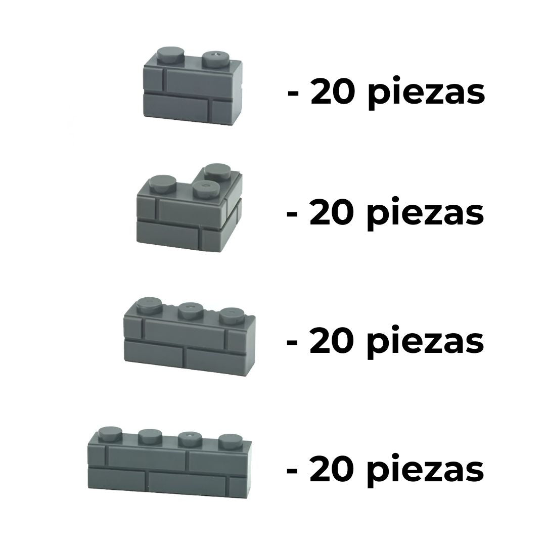 Set de bloques de construcción con 4 tipos de ladrillos y 20 piezas de cada uno, compatibles con Lego