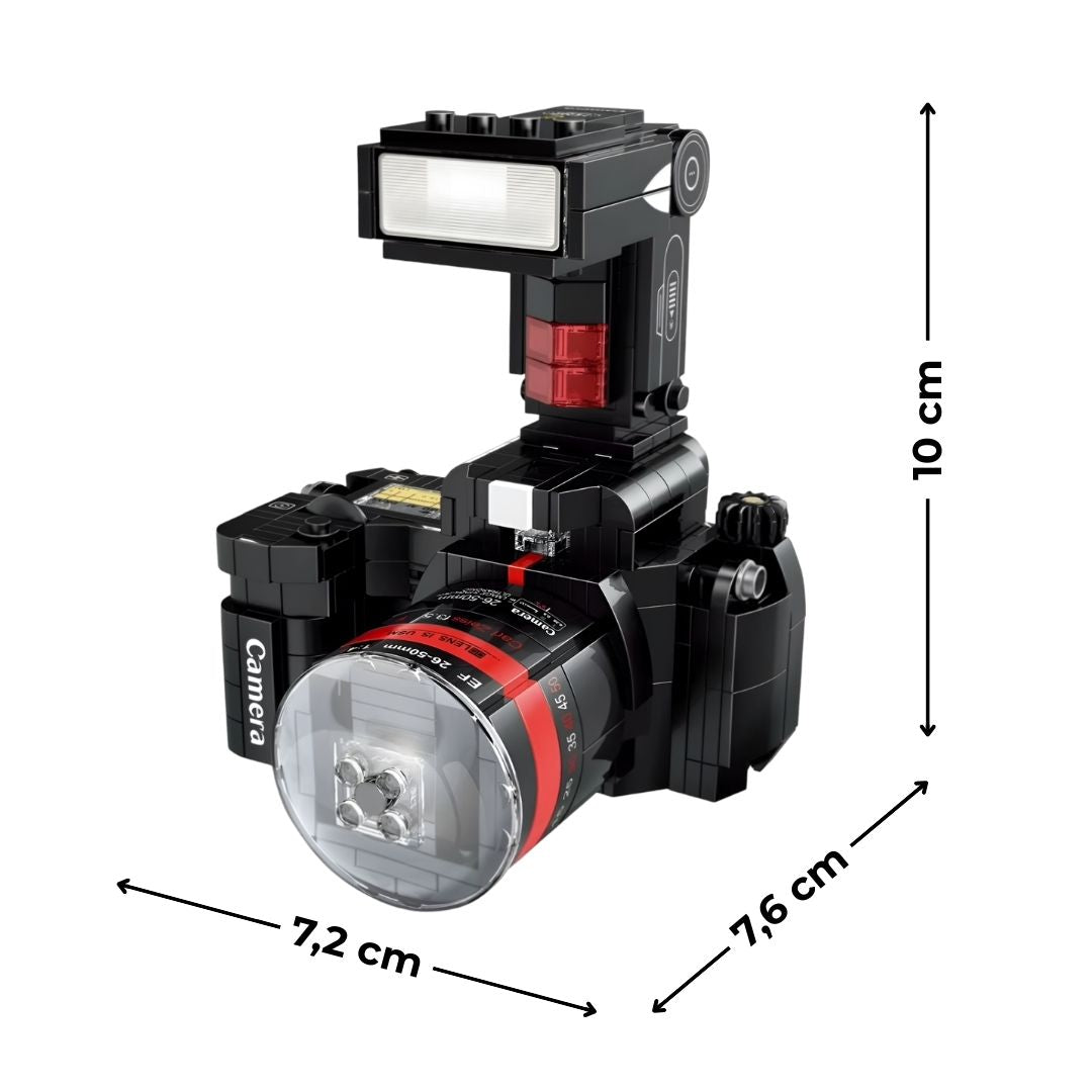 Dimensiones de cámara construida con bloques: alto 10 cm, ancho 7.6 cm.