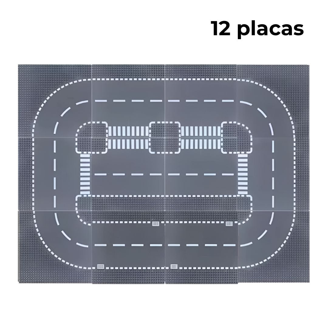 Kit de 12 placas base de carretera con cruces urbanos variados, compatible con LEGO®