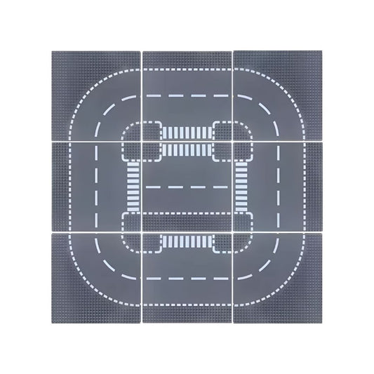 Kit de 9 placas base de carretera compatibles con LEGO®, en fondo blanco