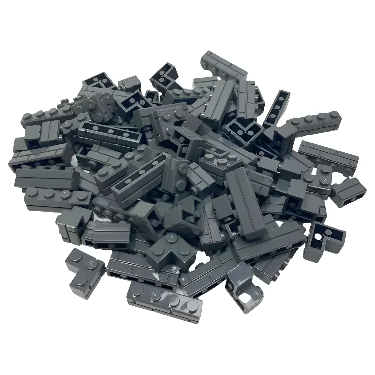 Ladrillos de construcción compatibles con bloques Lego en color gris oscuro, pack de 80 piezas