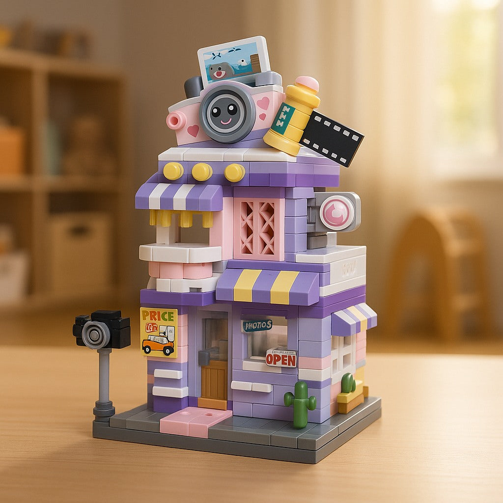 Mini Tienda de Fotografía montada sobre mesa en habitación infantil
