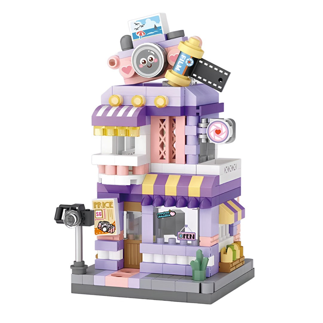 Mini Set Tienda de Fotografía de 350 piezas sobre fondo blanco