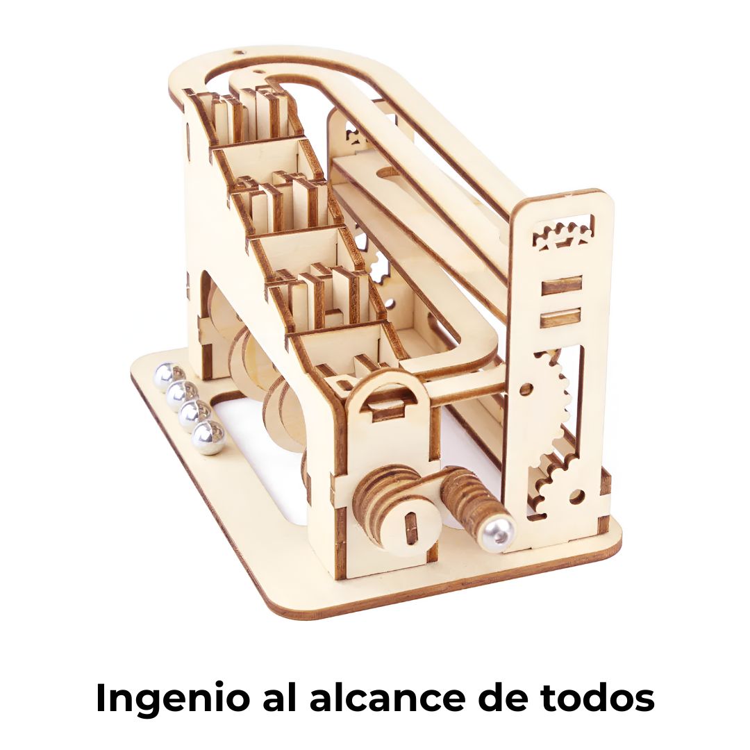 Puzzle 3D de Madera Modelo S con Mecanismo de Canicas