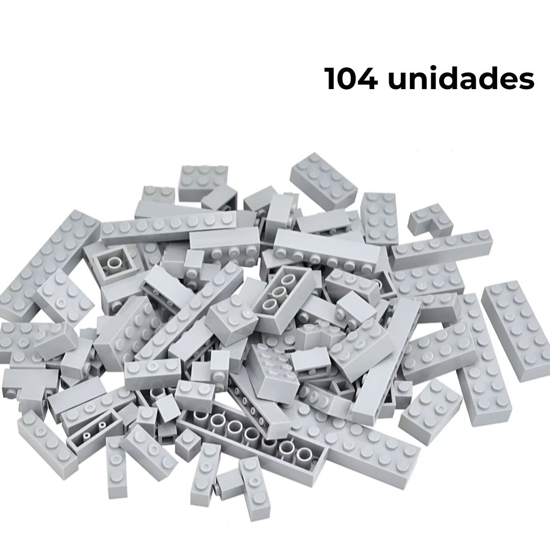 Bloques de construcción 104 unidades color gris claro