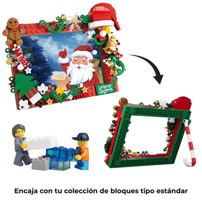 Marco de fotos navideño de bloques de construcción · Compatible con bloques estándar LEGO®