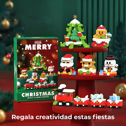 Set Navideño 6 en 1 · 1627 piezas · Minibloques Festivos (Árbol, Tren, Papá Noel…)