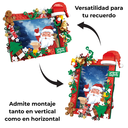 Marco de fotos navideño de bloques de construcción · Compatible con bloques estándar LEGO®