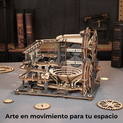 Puzzle 3D de Madera Modelo L con Mecanismo de Canicas
