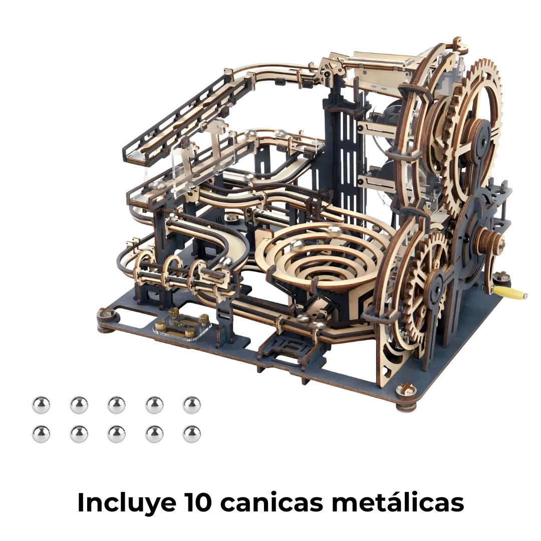 Puzzle 3D de Madera Modelo L con Mecanismo de Canicas