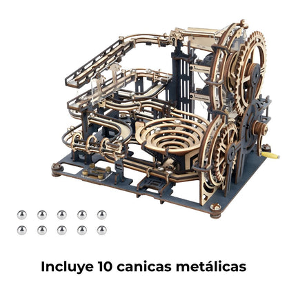 Puzzle 3D de Madera Modelo L con Mecanismo de Canicas