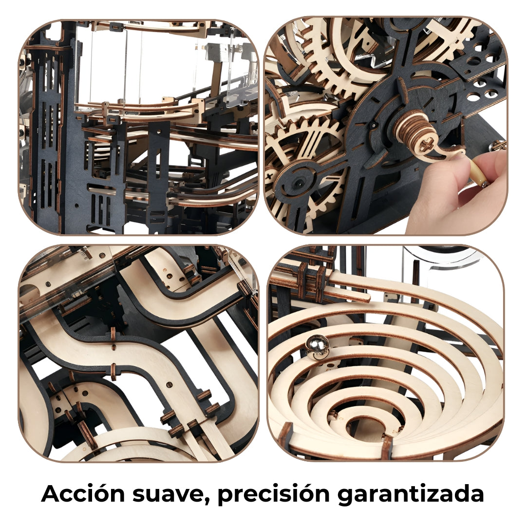 Puzzle 3D de Madera Modelo L con Mecanismo de Canicas