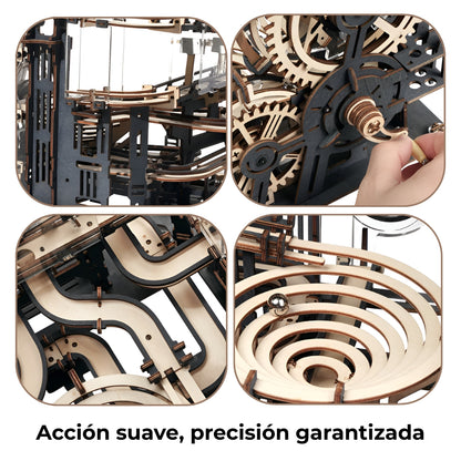 Puzzle 3D de Madera Modelo L con Mecanismo de Canicas