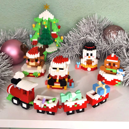 Set Navideño 6 en 1 · 1627 piezas · Minibloques Festivos (Árbol, Tren, Papá Noel…)