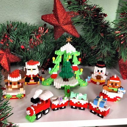 Set Navideño 6 en 1 · 1627 piezas · Minibloques Festivos (Árbol, Tren, Papá Noel…)