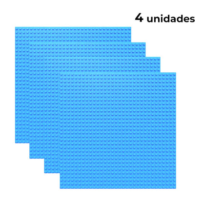 Set de 4 placas base 32×32 tacos color azul claro