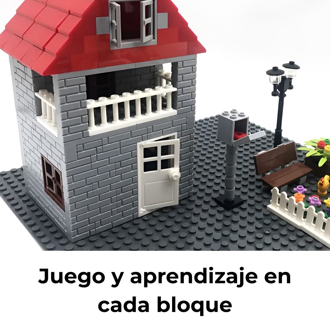 Casa construida con bloques del set, ideal para fomentar el aprendizaje y el juego creativo en niños