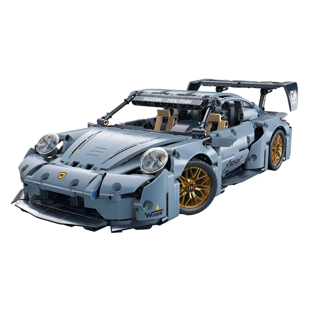 Coche deportivo de bloques compatible con LEGO, 973 piezas, acabado realista, dimensiones 18x36x10 cm, edad 14+.