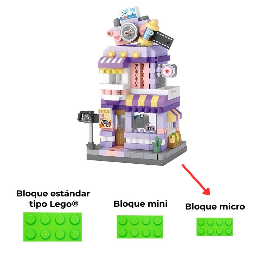 Primer plano del bloque micro compatible utilizado en la Tienda de Fotografía