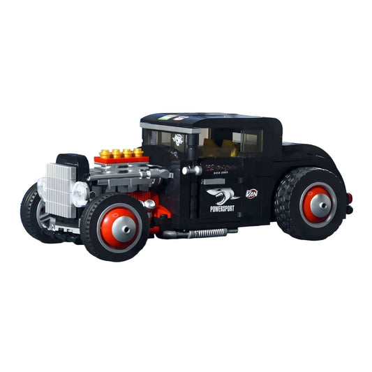 Hot Rod de 452 piezas compatible con LEGO sobre fondo blanco, medidas 217 × 123 × 98 mm