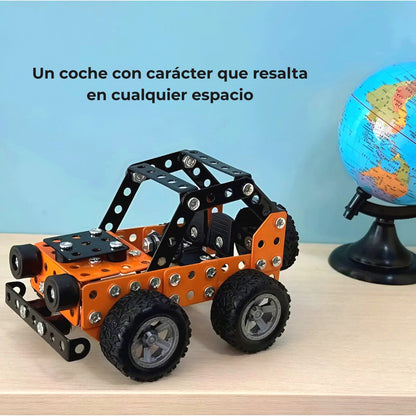 Kit de construcción metálico 3D | Coche todoterreno naranja STEM