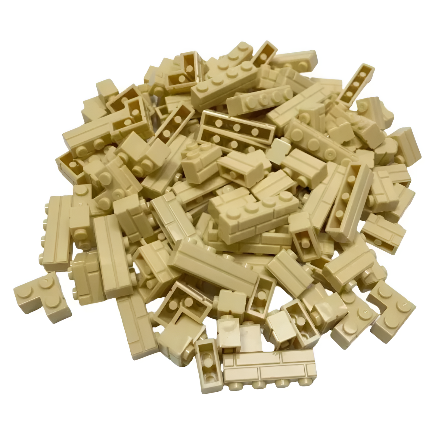 Ladrillos de construcción compatibles con bloques Lego en color beige, pack de 80 piezas