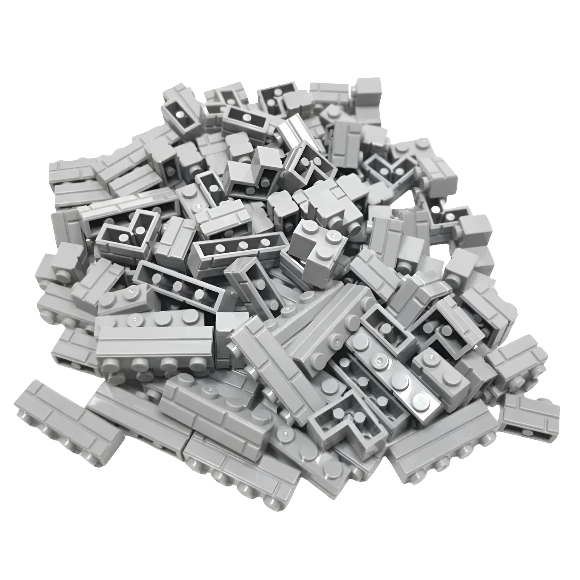 Ladrillos de construcción compatibles con bloques Lego en color gris claro, pack de 80 piezas