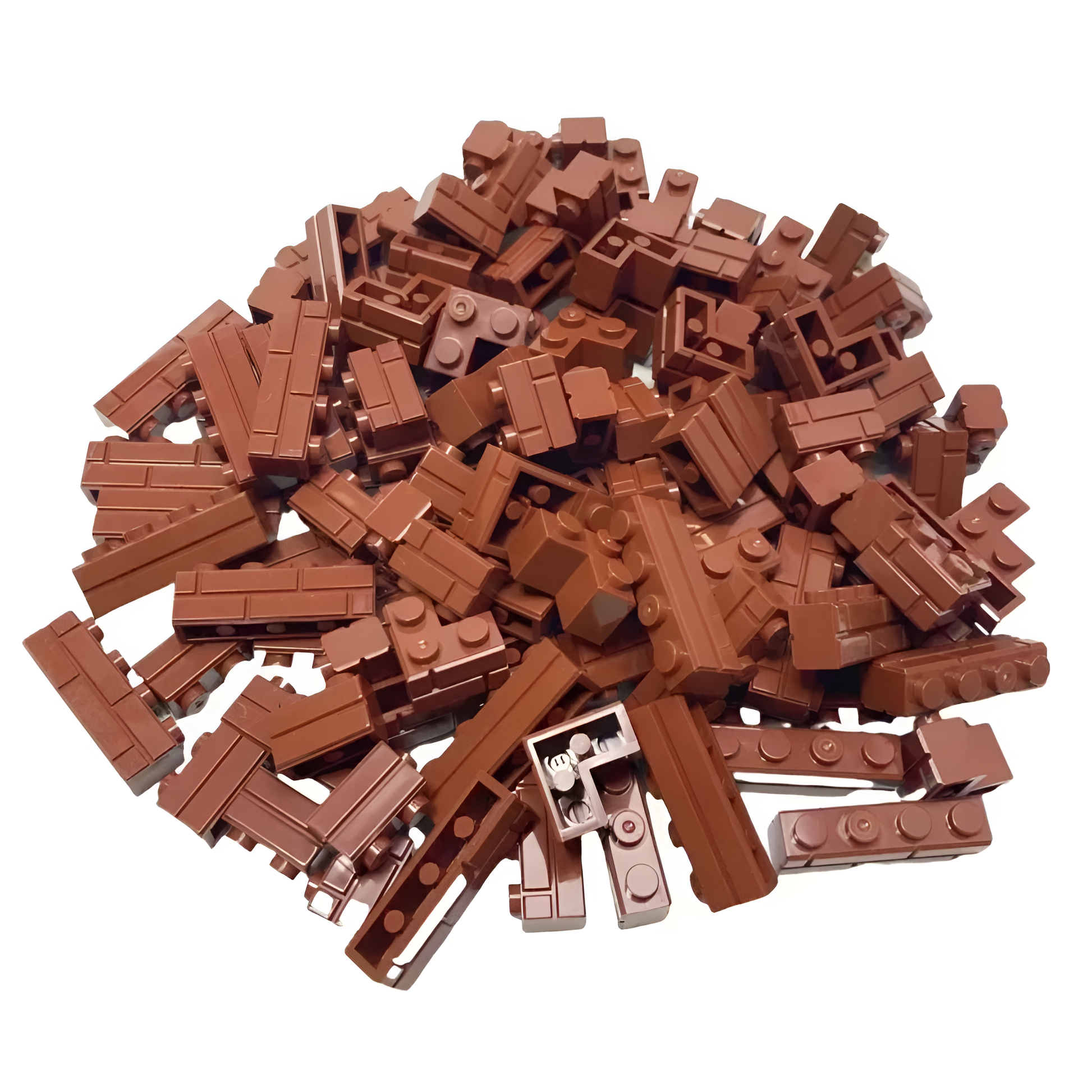 Ladrillos de construcción compatibles con bloques Lego en color marrón, pack de 80 piezas
