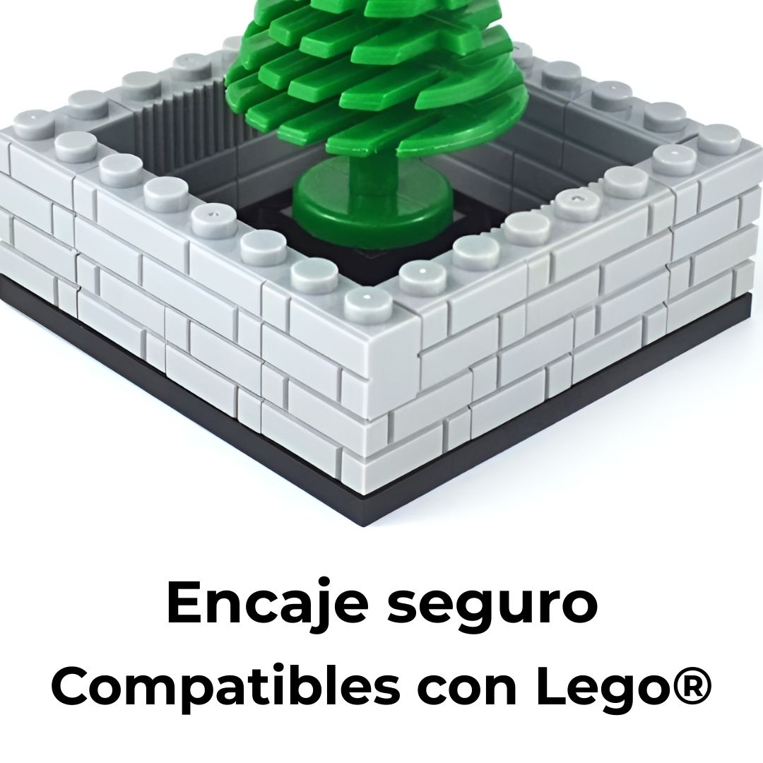 Pequeña construcción con bloques compatibles, demostrando encaje firme y sin complicaciones