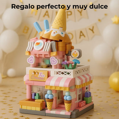 Mini Heladería en una decoración de cumpleaños, ideal para sorprender a pequeños constructores creativos