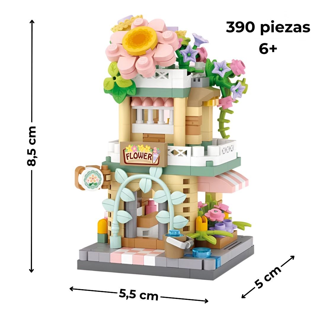 Set Tienda de Flores de 390 piezas con medidas, edad recomendada y número de piezas