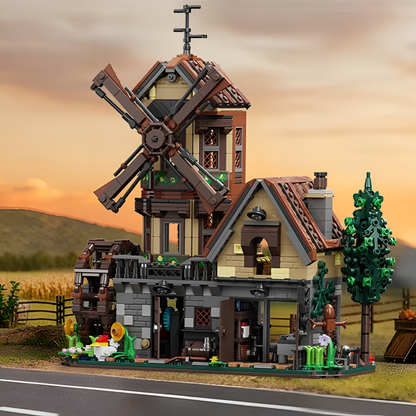 Molino de agua de bloques de construcción tipo Lego. Regalo para niños. 