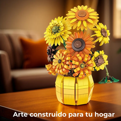 Ramo de girasoles en bloques — 1009 piezas | Set avanzado compatible con LEGO