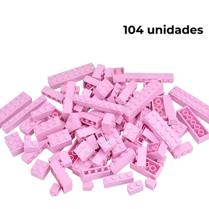 Bloques de construcción 104 unidades color rosa