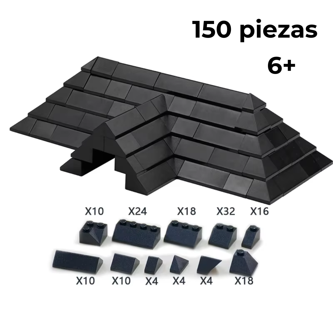 Set de 150 piezas de tejas negras para bloques compatibles LEGO®, edad 6+