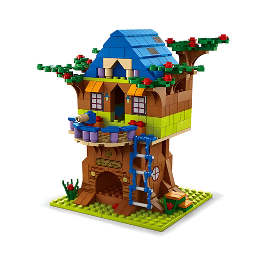 Set casita en el árbol 1000 piezas para construir 6 modelos modulares, bloques compatibles con LEGO, fondo blanco