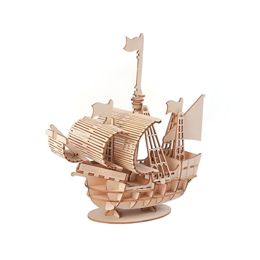 Puzzle 3D de madera | Velero clásico DIY — maqueta náutica, 56 piezas