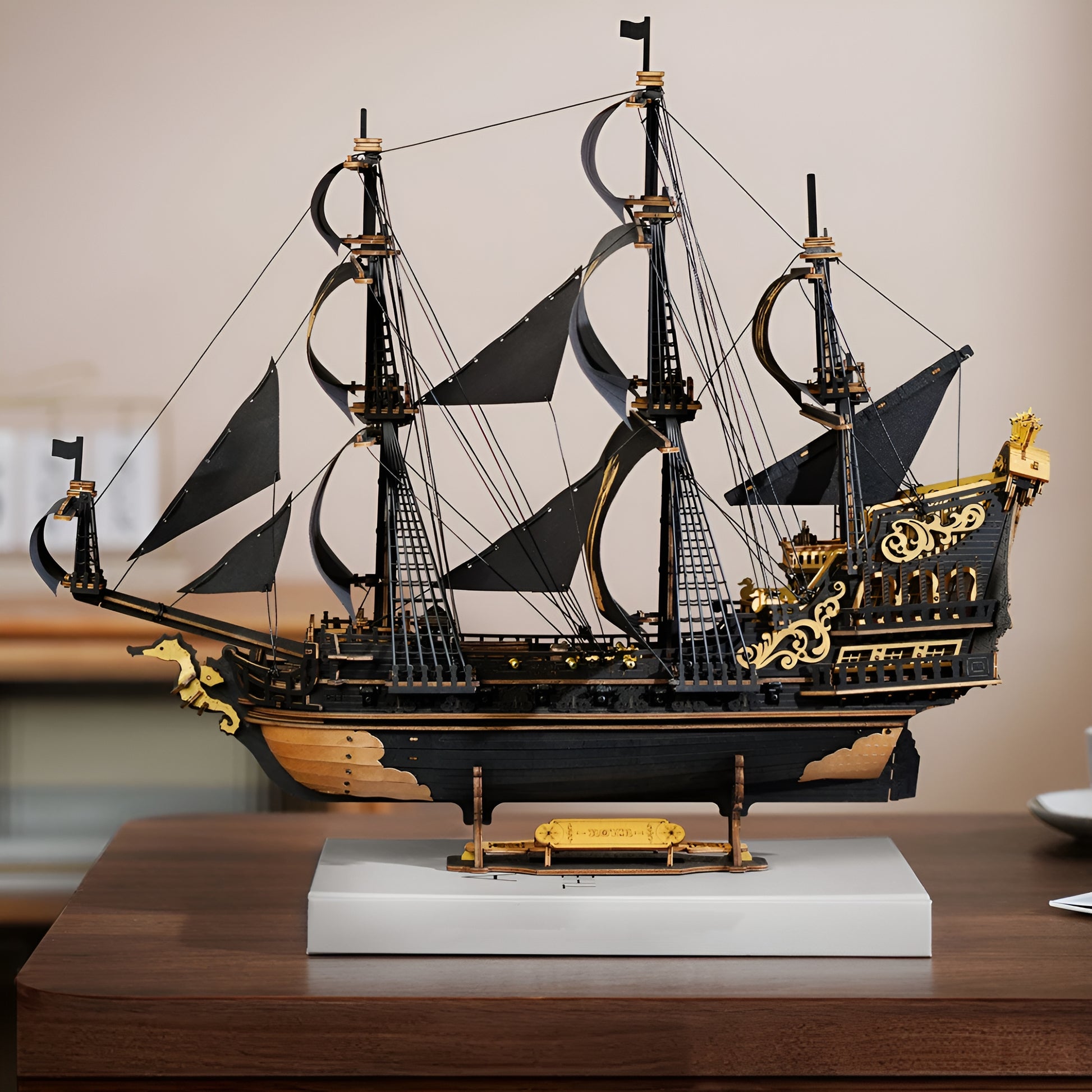 Puzzle 3D de madera. Velero, barco antiguo. Regalo para hombre.