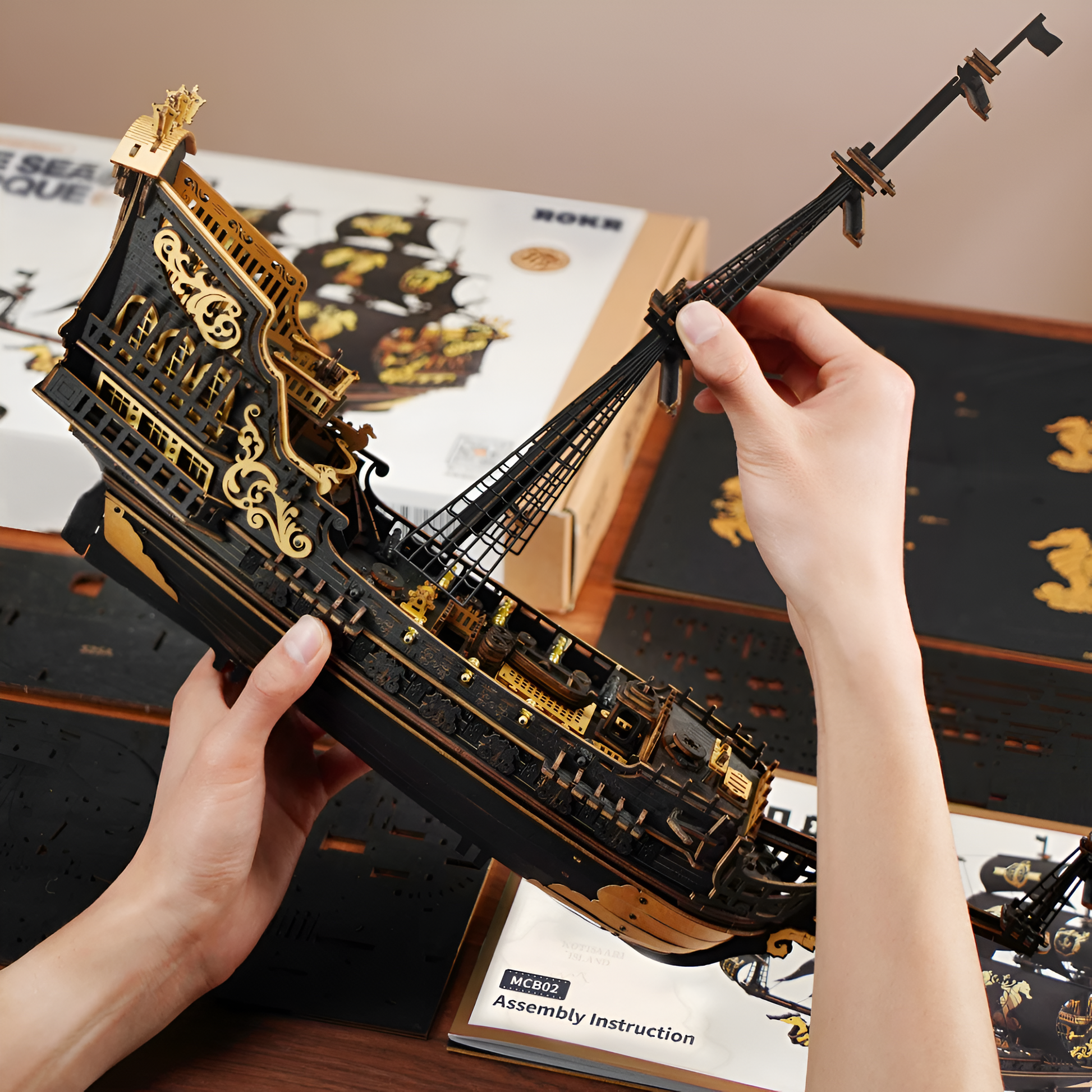 Puzzle 3D de madera. Barco 603 piezas.